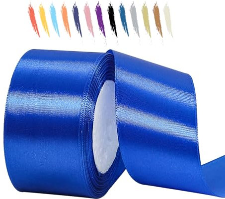 Königsblau 50mm Satinband 23 Meter, Polyesterband, verschönern Sie Ihre Bastelarbeiten und Feiern, ideal für Geschenkverpackungen, Dekorationen, Hochzeitsautoband, Bänder zum Basteln
