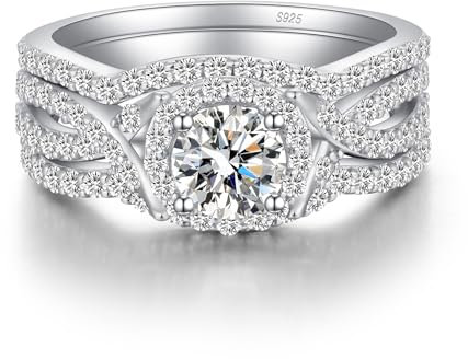 jiamiaoi Ring Silber 925 Größe 52 Damen Ringe Sets 925 Sterlingsilber Ring Damen Ring Silber Ringe Weißgold Ring Sets Hochzeitsring Verlobungsringe Ehering für Damen
