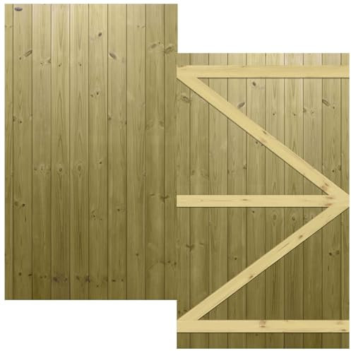 H.6ft (180cm) x W.3.5ft (105cm) Pressure-Treated (Tanalised) Pedestrian Garden Gate Flat Interlock Tongue & Groove Boards on a Semi-Braced Timber Frame Latch & Hinge Pack Not Required