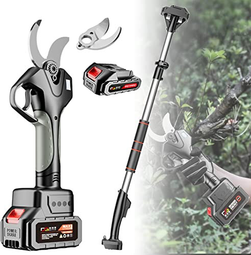 Sécateur électrique extensible sans fil, alimenté par batterie, avec perche d'extension, ciseaux de branche efficaces sans effort pour haie, buisson, verger