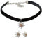 Alpenflüstern Trachtenschmuck-Set Trachten-Samt-Kropfband und Ohrstecker Greta Edelweiß - Damen-Trachten-Schmuck, Trachtenset Trachtenkette und Trachten-Ohrringe (schwarz) SET053