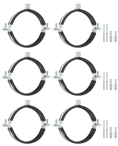 sourcing map 10 Pcs Adjustable Pipe Bracket Clamp, 4(102mm) Wall Ceiling Mount Split Ring Pipe Hanger Galvanized Iron Pipe Strap Support with Screw & Expansion Tube for Pipe Tube