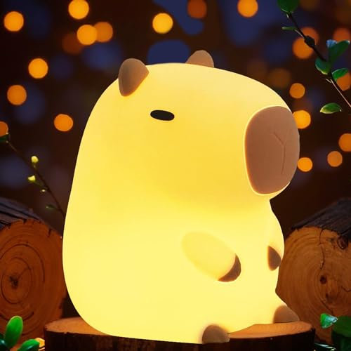 JMG-Myratts Cute Capybara Night Light, Dimmable Timer Night Lamp, Nursery Kawaii Lamps, Super Squishy Silicone Night Lamp. Kid's Room Decor [Energy Class G] (Capybara)