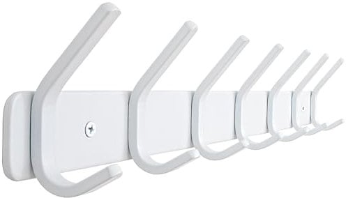 HONSKY Wall Mounted Coat Rack Heavy Duty, 7-Double Hook Metal Towel Rack, Coat Hanger for Entryway, Bathroom, Bedroom, White