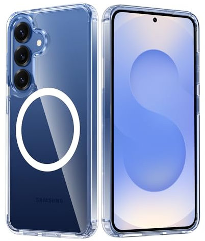 FNTCASE für Samsung Galaxy S25 Hülle: Galaxy S24 Magnetische Militär Fallschutz Anti Vergilbung Handyhülle - Robuste langlebige stoßfeste Schutzhülle Transparente Fälle - 6,2 Zoll (Klar)