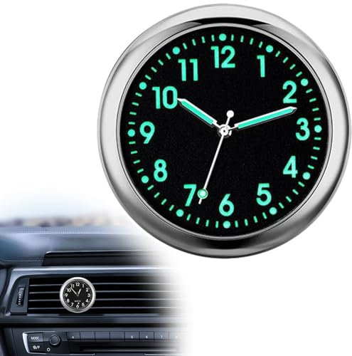Universal-Auto-Armaturenbrettuhr, Quartz-Uhren, selbstklebend für die Dekoration von Autos, Quarzuhr mit Leuchtzeigern, Lüftungsclip