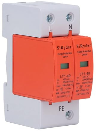 Scaricatore di Sovratensione 220V,420VAC 40kA Dispositivo di Protezione Contro le Sovratensioni 2P Scaricatore di Sovratensione Montaggio su Guida DIN 35 mm