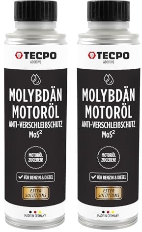 TECPO 2x Molybdän Additiv, 300ml Anti Reibung Verschleiß MoS² für Motoröl Getriebeöl