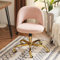 Bonnlo Office Chair Velvet Fabric Swivel Computer Desk Chair Comfy Armless Vanity Task Chair With Adjustable Height, Ergonomic for Home Bedroom (Enchanting Pink)