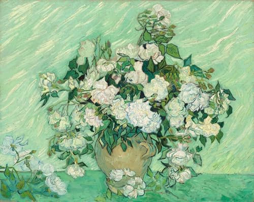 HRJUBWREE Berühmte Gemälde Druck Leinwand Malerei Bilder Wandgemälde Rosen von vincent van gogh Poster Kunstwerke für Wohnzimmer Dekoration 60x90cm