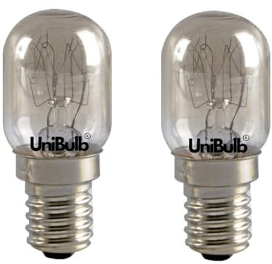 Unibulb E14 SES Halogen Fridge Light Bulbs, 60 Lumens, 15W, 2800K Warm White, Dimmable, Pack of 2