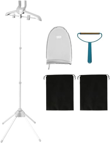 Cintre à vapeur pour vêtements, cintre pliable avec gant de repassage, support pour fer à vapeur avec rotation à 360°, longueur ajustable de 84 à 160 cm, support de séchage portable pour vêtements