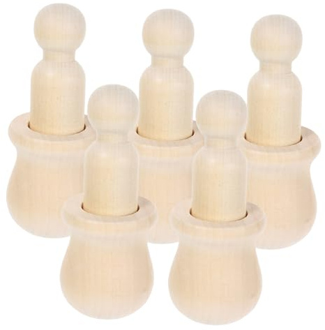 Gadpiparty 5pcs Wooden Jar DIY Wooden Doll Craft Kit Unfinished Paint Your Own Dolls for Girls Toys