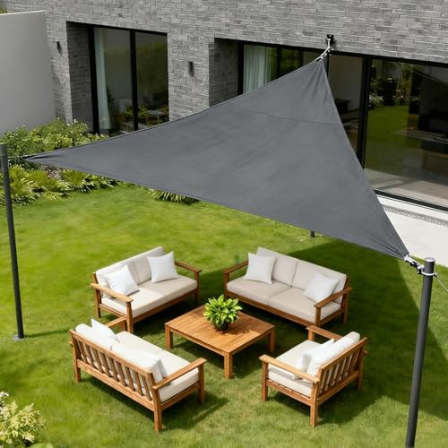 HENG FENG Sonnensegel Dreieckig Wasserdicht 3x3x4,25m, Anthrazit | Sonnenschutzsegel strapazierfähiges Oxford, wasserdicht, 95% UV-Schutz & windstabil, mit Montageseilen für Terrasse/Garten