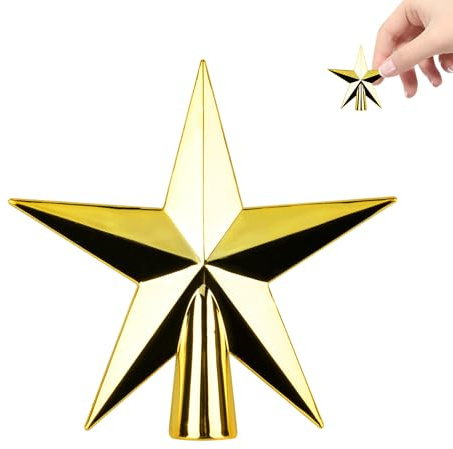 KEYIDO Gold Small Christmas Tree Topper Lightweight Mini Star for Christmas Tree Xmas Star Topper Decorations 8cm