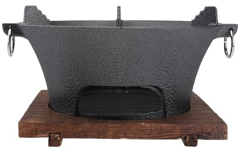 ibasenice Barbecue D'extérieur Au Charbon De Bois En Fonte 26 Cm Grand Modèle Poêle Ronde En Fer Robuste Pour Camping Et Jardin Grillade En Plein Air