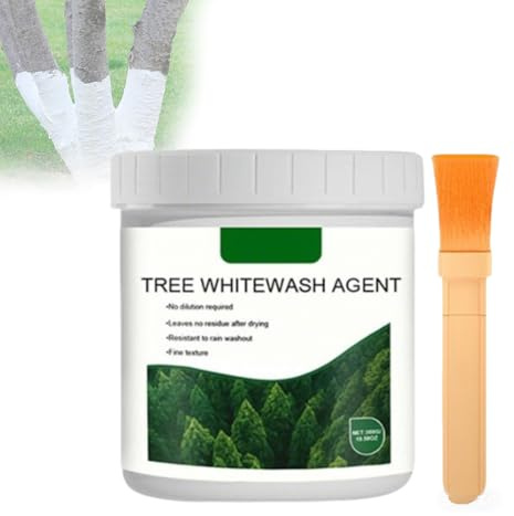 Tree Whitewash Agent for Trunks - 10 fl oz Whitewash Tree Paint, Sun & Frost Protection for Fruit Trees, Saplings & Plants, Weather-Resistant Trunk Coating (1pcs)