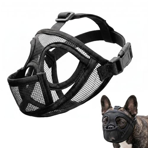 Maulkorb Französische Bulldogge Maulkorb Kleine Hunde Verstellbarer | Anti Beißen Kauen Hundemaulkorb mit Kurzer Atmung Hund Mesh Dog Muzzle Fressschutz für Hunde für Französische Bulldoggen