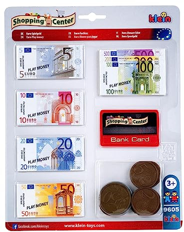 Theo Klein 9605 Euro-Spielgeld mit Kreditkarte I 37 Scheine und 11 Münzen - von der 1-Cent-Münze bis zum 500-Euro-Schein I Maße: 20 cm x 0,5 cm x 20 cm I Spielzeug für Kinder ab 3 Jahren