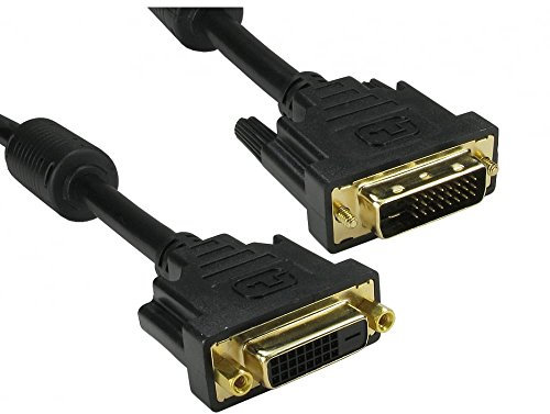 World of Data - 2m DVI Extension Cable - 24k Gold Plated - Ferrite Cores & Shielded to protect from EMI & RFI - Fully Moulded Black Plugs with Thumbscrews - Male to Female - DV-D Dual Link (24+1 pins)