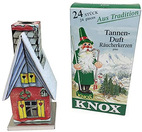 KNOX Räucher-Set Hütte -11,5 cm mit Tanne Räucherkerzen