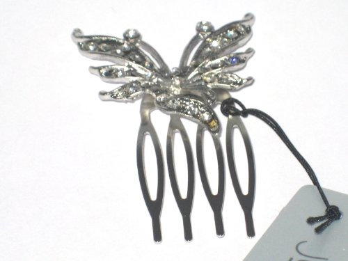 2cm Silver Side Comb with Crystal Butterfly Design by Glamour Girlz