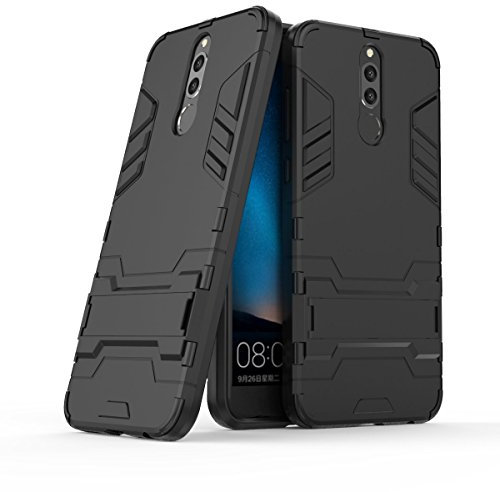 CHcase Huawei Mate 10 Lite Funda, 2in1 Armadura Combinación A Prueba de Choques Heavy Duty Escudo Cáscara Dura PC + Suave TPU Silicona Case Cover con Soporte para Huawei Mate 10 Lite -Pure Black