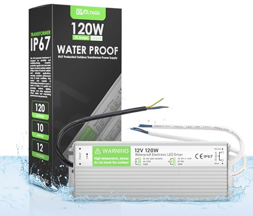 12V LED Driver Lighting Outdoor Transformer 120W 10A, IP67 Waterproof Transformer, Constant Voltage LED Power Supply, AC to DC Low Voltage Light Adapter, for Garden Lamps and Shed Light