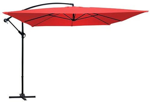 Oviala Parasol déporté 3x3m Aluminium Rouge