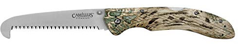 Camillus Cloak Klappsäge, 10,8 cm Titanium Bonded 420 Stahlsäge, PRYM1 Griff, Silber/Tarnfarben, 25,4 cm
