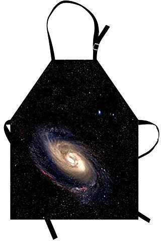 ABAKUHAUS Galaxis Kochschürze, Spiral-Universum in einem Feld von Sternen-Astronomie-Thema-tiefem Weltraum-Druck, Höhenverstellbar Klare Farben ohne verblassen, Schwarz Beige