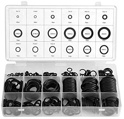 O-Ring-Set, 279-teilig, 18 Größen, Gummi, O-Ring, Dichtung, Sortimentset, 20 mm, 16 mm