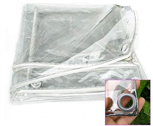 DUCCM Teloni Impermeabili, Occhiellati Teloni Multiuso 450g/m² Plastica Antistrappo Trasparente Antipioggia Copertura per Tende da Balcone Piscina Coperture Esterne