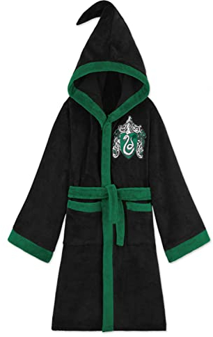 HARRY POTTER Robe de Chambre Enfant - Peignoir Enfant en Polaire (Noir/Vert, 11-12 Ans), 751