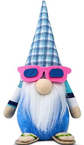 Gehydy Decoración Verano Gnomo Playa Marina Duende Pascua Navidad Decor para Hogar Casa 20cm - Azul Claro