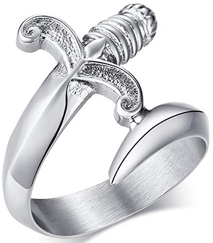 Jude Jewelers Stainless Steel Knife Dagger Style Cocktail Party Biker Ring, Metal, Cubic Zirconia