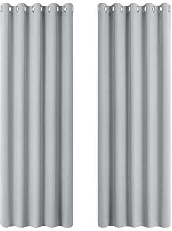 PONY DANCE Vorhang Wärmeisolierend Wohnzimmer Gardinen Blickdicht Ösenschal 2er Set Verdunklungsvorhänge mit Ösen Thermovorhang gegen Hitze, Silbergrau, H 228 x B 167 cm