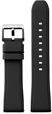 Stailer Uhrenarmband 20mm schwarz, aus Kautschuk, Ersatzarmband in 20 mm, Rubber Armband mit Edelstahl Metall Schließe für Herren und Damen Wasserdicht Sport