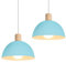 iDEGU 2 Stück Ø20cm Hängelampen Retro E27 LED Hängeleuchte Moderne Skandinavisch Deckenleuchte aus Metall Holz Pendelleuchte für Schlafzimmer Esszimmer Küche Restaurant (Blau, 2 Lampen)