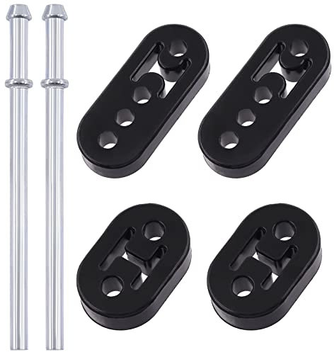 Mardatt 6 Pcs 2/4 Holes Exhaust Hanger Rubber Muffler Hanger with Straight Exhaust Rod, Insulator Muffler Bracket Mount for Car Truck Jeep