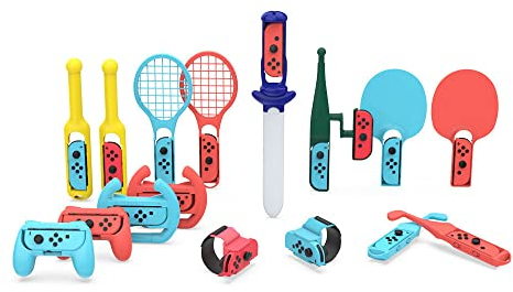 18-in-1-Sportzubehör, kompatibel für NS Switch, Gaming-Sets mit Angelrute, Tischtennisschläger, Golf-Controller, Konsole, somatosensorischer Griff, Spiele-Kits, Sport-Familien-Party-Pack