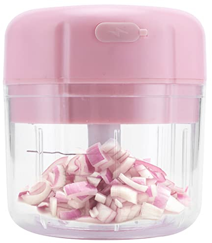 Coupe-ail électrique Hachoir à viande Mini hachoir sans fil Portable Fruit Presse-purée Moulin à salade Moulin à oignons Mélangeur de cuisine Gadget Rose