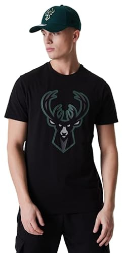 New Era Milwaukee Bucks NBA T-Shirt Fanshirt Basketball Outline Logo Jersey Schwarz - XL