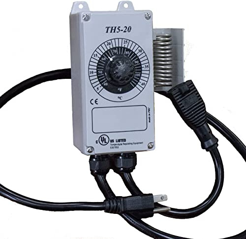 TH5 Line Voltage Thermostat Assembly with Standard 120 Volt Outlet - AC 3 Prong Cord Plugs