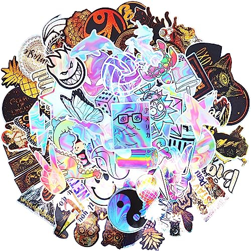 Reflektierend Blatt Holographische Aufkleber Set, Laser Wasserdicht Vinyl Stickers für Fahrrad Koffer Helm Laptop Skateboard Auto Motorrad Graffiti Wasserflasche (100 Stück)