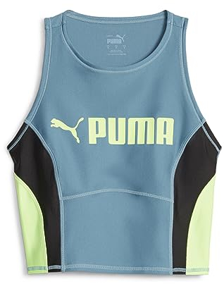 PUMA Damen Puma Fit Eversculpt Tank Crop Top, Bold Blue-speed Green, S EU