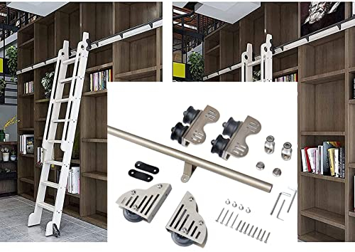3,3-20-Fuß-Teleskopschienen-Hardware-Kit, Runde Schiene/Schiene (keine Leiter) + Bodenrolle, Silbergraue, Bewegliche Leiterschiene Aus Rundem Rohr, Geeignet For Zuhause/Innenbereich/Dachboden ( Size :