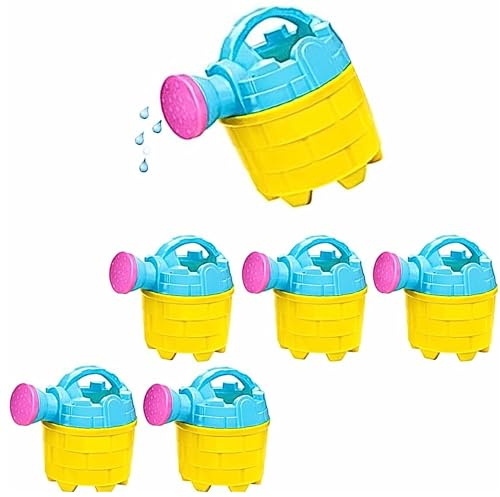 4E's Novelty Kids Watering Cans Bulk (Mini) 6 Pack, 4.5 Inch Plastic - Gardening Planting Tools for Kids & Toddlers, Beach Party Favors Gifts, Bulk Sand Toys, Easter Basket Stuffers