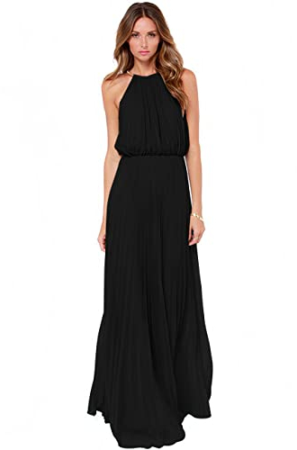 KOEMCY Vestito Donna Eleganti Abito da Sera Lungo Vestito con Senza Maniche Bodycon Cocktail Aderente Party (Nero,L)