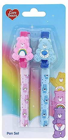 Blueprint Collections Care Bears Ballpen Set | 2 Blue Pens with Toppers | Pen Set for Kids | Care Bears Stationery & Gifts